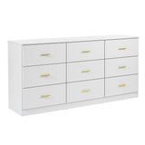 Modern White 9-Drawer Dresser for Bedroom - Ample Storage Wide Chest of Drawers, Sturdy & Safe W1785P324461