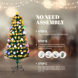 ZUN 4 FT Pre-lit Fiber Optic Christmas Tree, Artificial Xmas Tree with Lighted Top Star and Snowflakes, 55699558