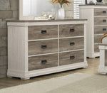 ZUN Beautiful White and Weathered Gray Transitional Style 1pc Dresser of 6 Drawers Antique Handles B011P183392