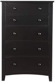 Contemporary Black Finish 1pc Chest of Drawers Plywood Pine Veneer Bedroom Furniture 5 drawers Tall HS00F4237-ID-AHD
