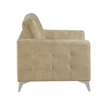 Sand-Hued Polished Microfiber Upholstery Elegant Modern Style Chair 1pc Solid Wood Living Room B011P204087