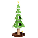 59in Large Tall Christmas Tree Cat Tower 2 Cat Condos & Scratching Post, Soft Fleece Cat Tree 35277382