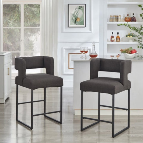 ZUN Modern Fashion Counter Height Bar Stools with Unique Square Open Backrest,Set of 2 Versatile Bar W2186P171947