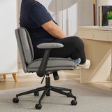 Cross Legged with Flip-Up Armrests Leather, Cross Legged Office on Wheels, Comfy Swivel 18513157