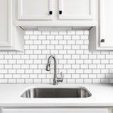 48 Pcs White Black Seam Peel And Stick Backsplash Kitchen Glossy PVC Backsplash Bathroom, Removable, 40806607