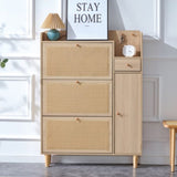 ZUN Modern minimalist storage cabinet, Japanese rattan shoe cabinet, bed top cabinet, small home W1151P147199