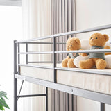 Twin Size Metal Bed with Desk and Storage Shelves, 2 Built-in Ladders & Full-Length Guardrails, 46259316