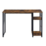 ZUN Weathered Oak and Black 2-Shelf Rectangular Writing Desk B062P184541