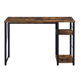 Weathered Oak and Black 2-Shelf Rectangular Writing Desk B062P184541