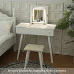 ZUN FCH Vanity Table Set with LED Mirror, Flip Top Dressing Table Writing Desk with Cushioning 68302442