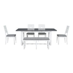 ZUN Modern 78inch 6-Piece Extendable Dining Table Set, 4 Upholstered Dining Chairs and Dining Bench, 18" 61387244