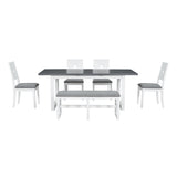 ZUN Modern 78inch 6-Piece Extendable Dining Table Set, 4 Upholstered Dining Chairs and Dining Bench, 18" 61387244