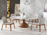 5pcs Modern Marble Dining Table, 59" Round Sintered Stone Table for Dining Room, Kitchen, Dinette, 18781274