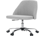 Vanity Chair, Armless Desk Chair with Wheels, Adjustable Swivel Fabric Makeup Chair, 41306320