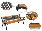 49" Garden Bench Patio Porch Chair Deck Hardwood Cast Iron Love Seat Weave Style Back 41635196