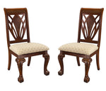 ZUN Elegant Design Traditional Side Chairs 2pc Set Dark Cherry Finish Brown Fabric Seats Dining B01152166