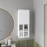 Wall-Mounted Bathroom Cabinet with Door and 4 Open Shelves, White Finish. B128P301383
