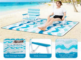 4-Piece Beach Set with 6.2ft Sun-Proof Umbrella, 2 Folding Chairs & 80"x80" Waterproof Blanket-Blue 69771673
