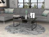 ZUN Carbon Espresso and Onyx 1-Shelf Lift Top Coffee Table B06280128