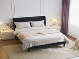 Queen Size Velvet Bed Frame with Charging Station and Storage Shelf, Upholstered Platform Bed with 00449409