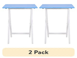 (4 pack) Solid Rubberwood Folding TV Tray Tables, Set of 2, Seaside Blue 27445987