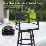 Modern Outdoor 2-Piece Swivel Bar Chairs Aluminum Frame with Ember Black, 360&deg Swivel, Ergonomic 55936866
