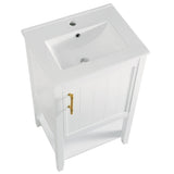 ZUN 20" Bathroom Vanity with Sink, Bathroom Cabinet with Soft Closing Door, Storage Rack and Open Shelf, 13067302