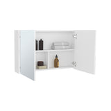 Bouti 19.7" H x 31.5" W Double Door Mirror Medicine Cabinet, Three interior Shelves for Bathroom, B070P242490