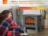 Electric Fireplace Freestanding Stove Heater with Realistic Logs 14.75"x9"x17.25" Gray 76101144