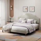 King Size Bed Frame Upholstered Platform Bed with Adjustable Headboard,Linen Fabric Padded,Modern W1716P280530