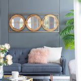 3 Mirror Piece Wall Mirror in Gold Rectangular Frame, Home Wall Decor for Bedroom Living Room, W2078124321