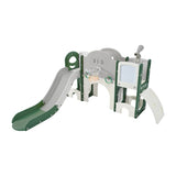 ZUN Kids Slide Playset Structure 9 in 1, Spaceship Set with Slide, Arch Tunnel, Ring Toss, Drawing 86420857