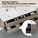 60" Wall-Mounted Bathroom Vanity with Double Sinks, Floating Bathroom Storage Cabinet with Stone W1573P211188