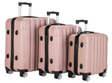 ABS Trolley Case 20in 24in 28in 3PCS Suitcase Set Striped Textured Suitcase Rose Gold 61816189