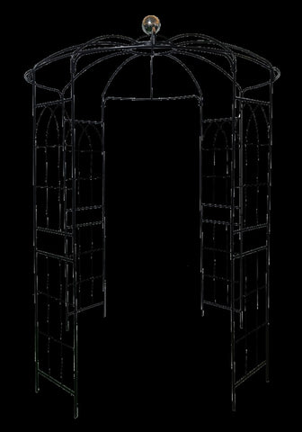 ZUN Metal Garden Arch Iron Garden Arbors Gazebo Dia 81.3'' x 114.2'' High Birdcage Shape Pergola W1586104488