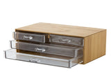 3 Tier 4 Drawer Cosmetic Organizer and Jewelry Chest in Bamboo 87247184
