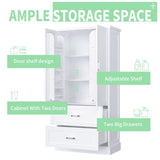 Tall Bathroom Storage Cabinet, Cabinet with Two Doors and Drawers, Adjustable Shelf, MDF Board, N725P178675K
