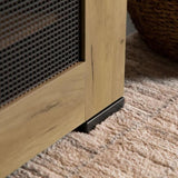 Golden Oak and Black Mesh Door Accent Cabinet B062P145428