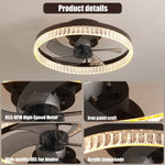 ZUN Ceiling Fans with Lights, Minimalist Ring Led Chandelier Fan with Remote Control Modern Ceiling Lamp W1340121803