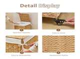 Laundry Hamper with Lid and Wheels, Woven Natural Water Hyacinth Rolling Laundry Hamper 86545977