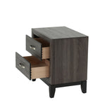 Bedroom Furniture Rustic Grey Oak Simple 1pc Nightstand 2-Drawers Bed Side Table Solidwood B011P248055