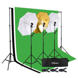 ZUN 45W Photo Photography Umbrella Lighting Kit Studio Light Bulb Non-Woven Fabric Backdrop Stand 28327601