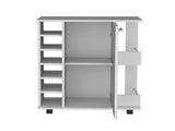 Bar Cart with Six-Wine Cubbies Cabot, Two-Side Storage Shelves and Casters, White Finish B092123148