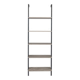 5-Shelf Wood Ladder Bookcase with Metal Frame, Industrial 5-Tier Modern Ladder Shelf Wood 77969360