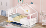 ZUN Twin Size House Bed Wood Bed, White 62085326