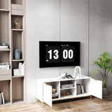 Modern TV Stand with Wave-Design Doors, Open Shelf & Adjustable Shelf - Stylish and Functional for 14246610