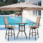 ZUN 31 Inch Patio Bar Table, Square Outdoor Bar Height Bistro Table with Tempered Glass Tabletop & 17769307