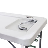 ZUN BXTY118 Outdoor Folding Multifunctional Fish Table Picnic Table with Spray Gun & Faucet White 94112829