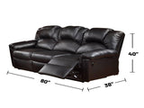 3 Seats Bonded Leather Manual Motion Reclining Sofa in Black B01682189
