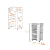 Lusk Bar Cart with 2-Bottle Holder Shelf, Glass Door and Casters B128P176151